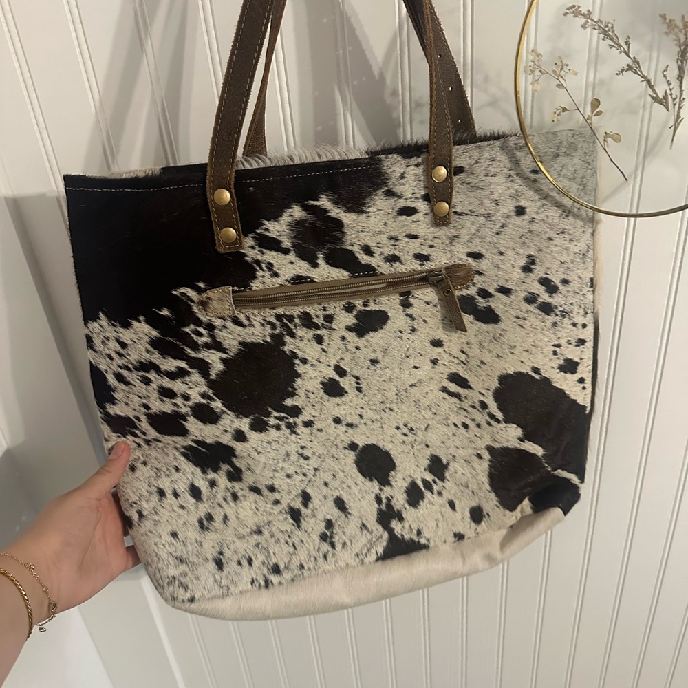 Myra Patchwork Cowhide Tote Bag - image 2